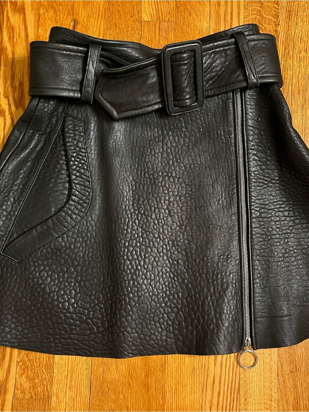 Carven Full Grain Leather Skirt - Black Size 10